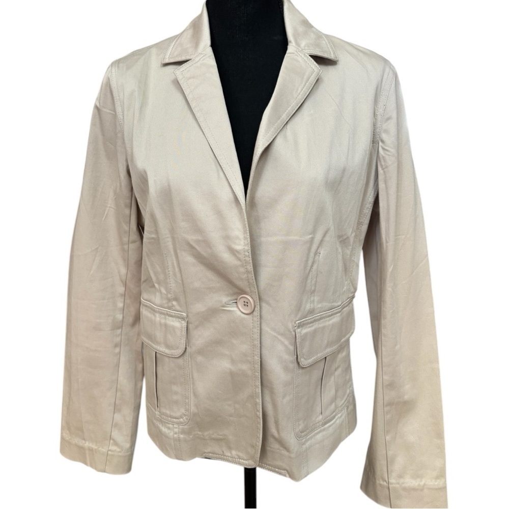 Caribbean Joe Cotton Classic Casual Beige Blazer Jacket With Pockets Size M - Picture 7 of 7